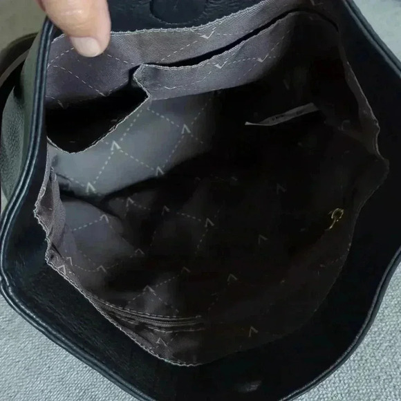 Black Pebbled Soft Leather Satchel Crossbody Purse Vince Camuto - Picture 6 of 7